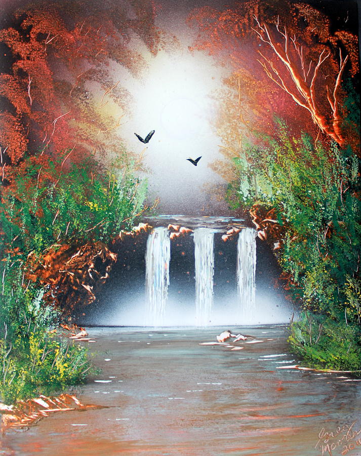 Three Falls Painting by Greg Moores