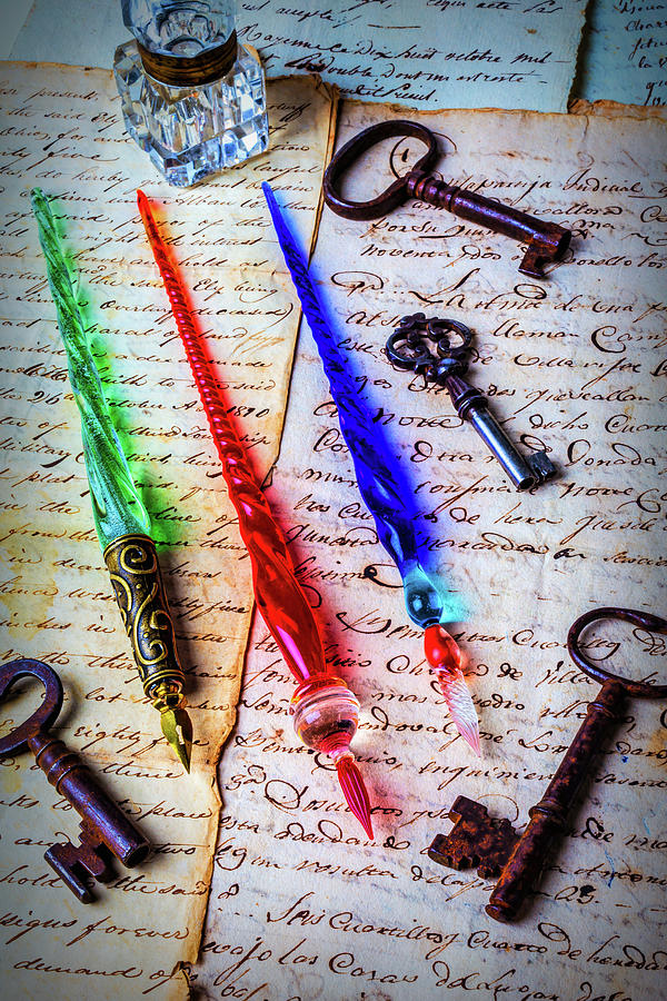 Three fine Glass Pens Photograph by Garry Gay