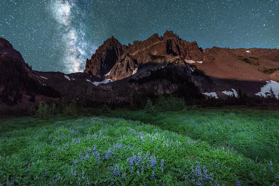 Three Fingered Jack Night Sky Photograph by Russell Wells