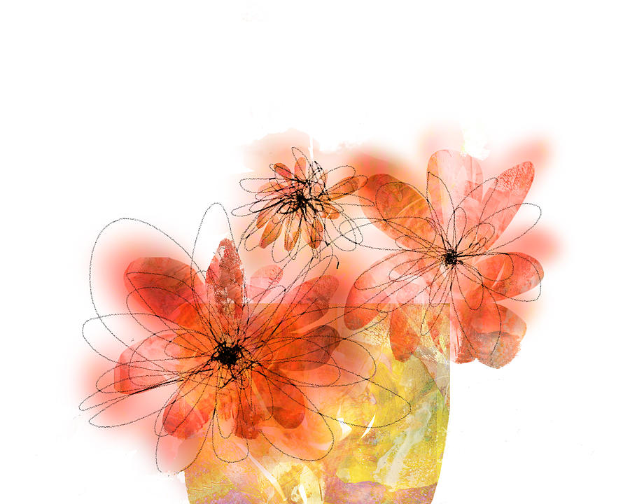 Three Flowers in a Vase Digital Art by Ann Powell