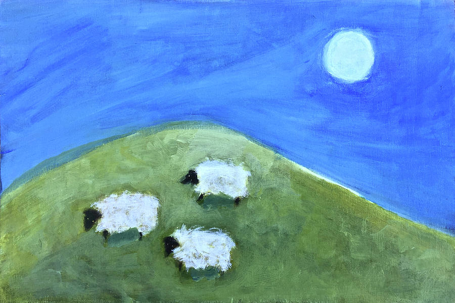 Three fluffy sheep Painting by Chrissie Richards - Pixels