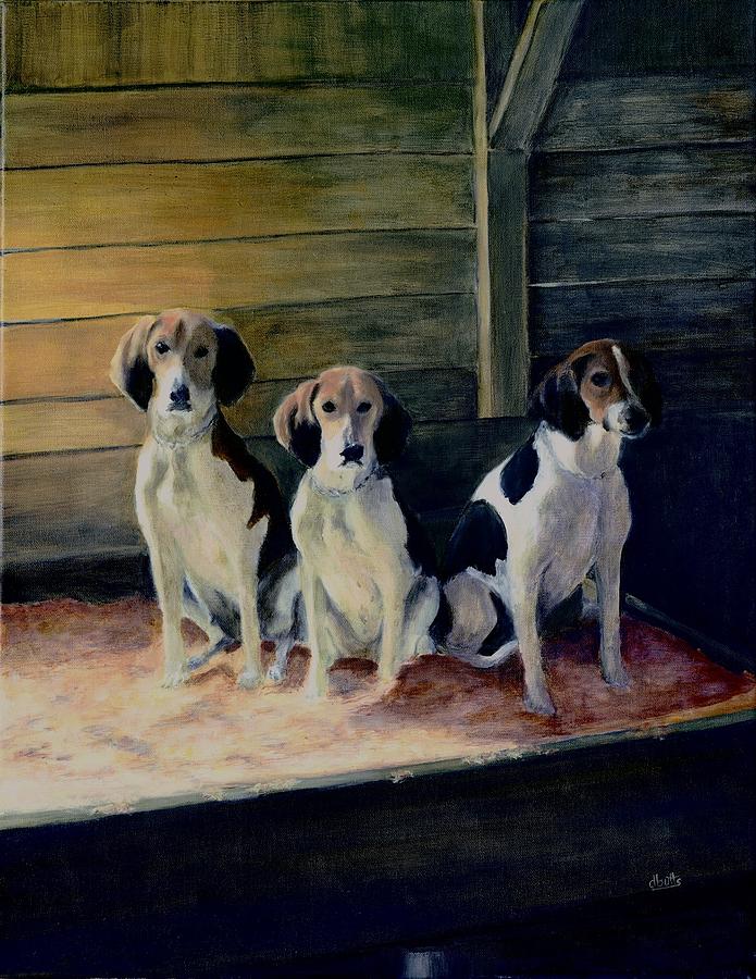 Three Foxhounds Painting by Deborah Butts
