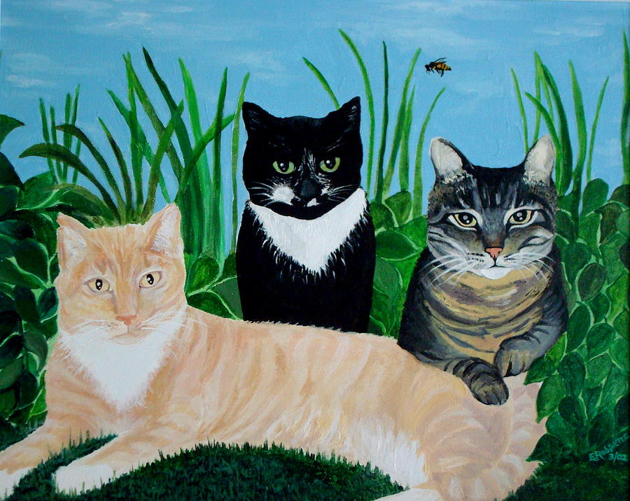 Animal Painting - Three Furry Friends by Elizabeth Robinette Tyndall
