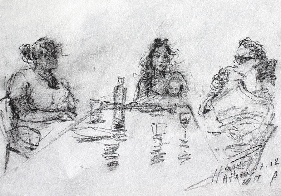Wine Drawing - Three Generations  by Ylli Haruni