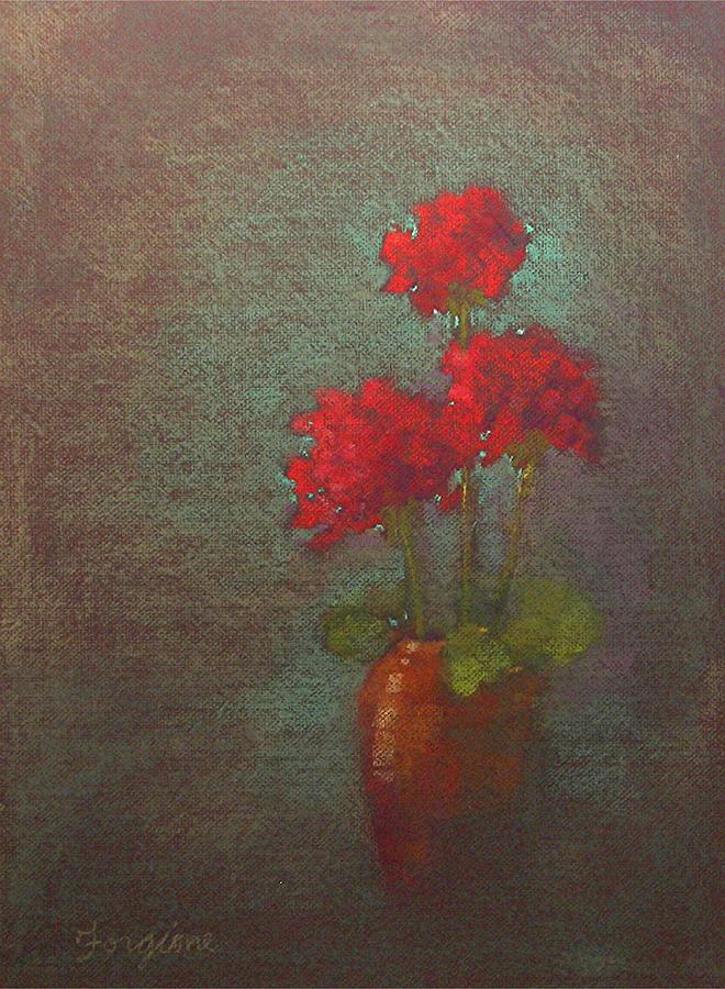 Flower Pastel - Three Geraniums by Tom Forgione