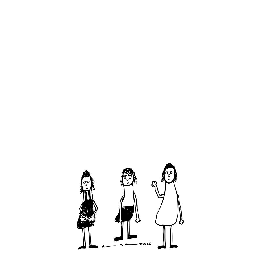 Pen Drawing - Three Girls by Karl Addison