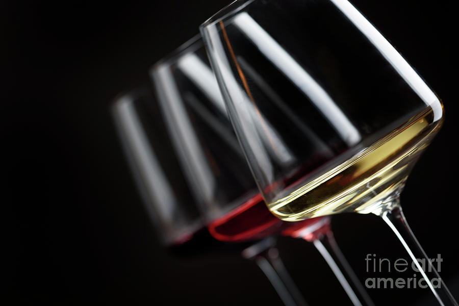 Wine Photograph - Three glass of wine by Jelena Jovanovic