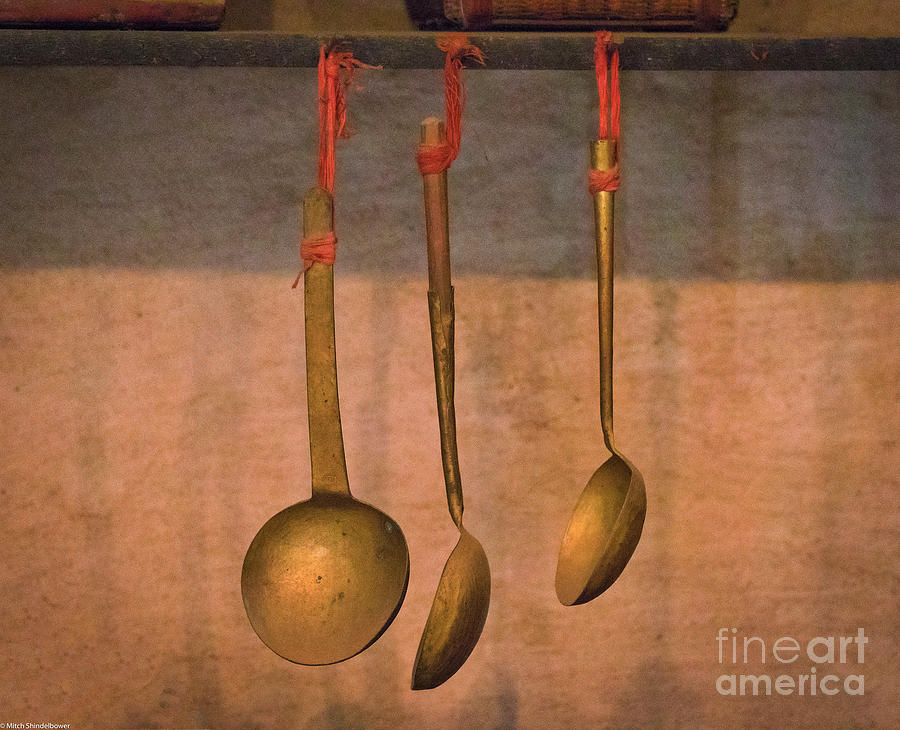 Three Gold Spoons Photograph by Mitch Shindelbower