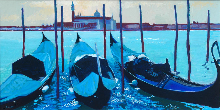 Three Gondolas Painting by Robert Bissett