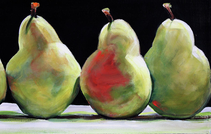 Pear Painting - Three Green Pears by Toni Grote