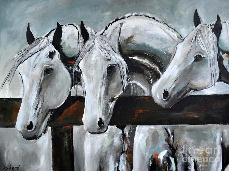 Three Greys Painting by Cher Devereaux