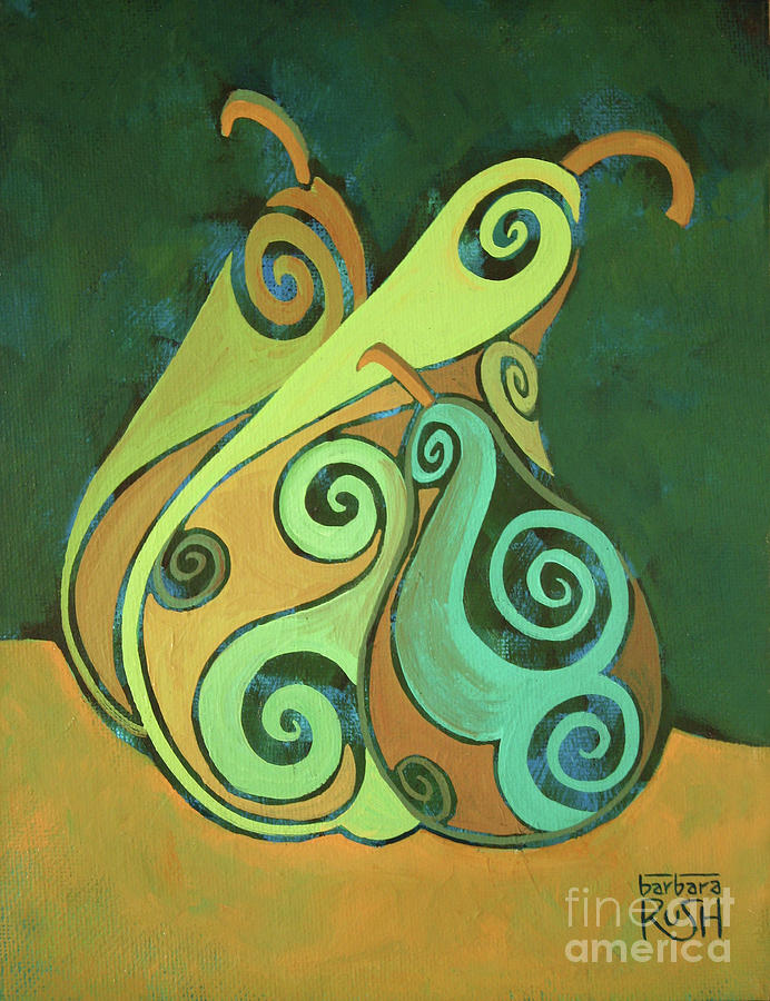 Three Groovy Little Pears Painting by Barbara Rush