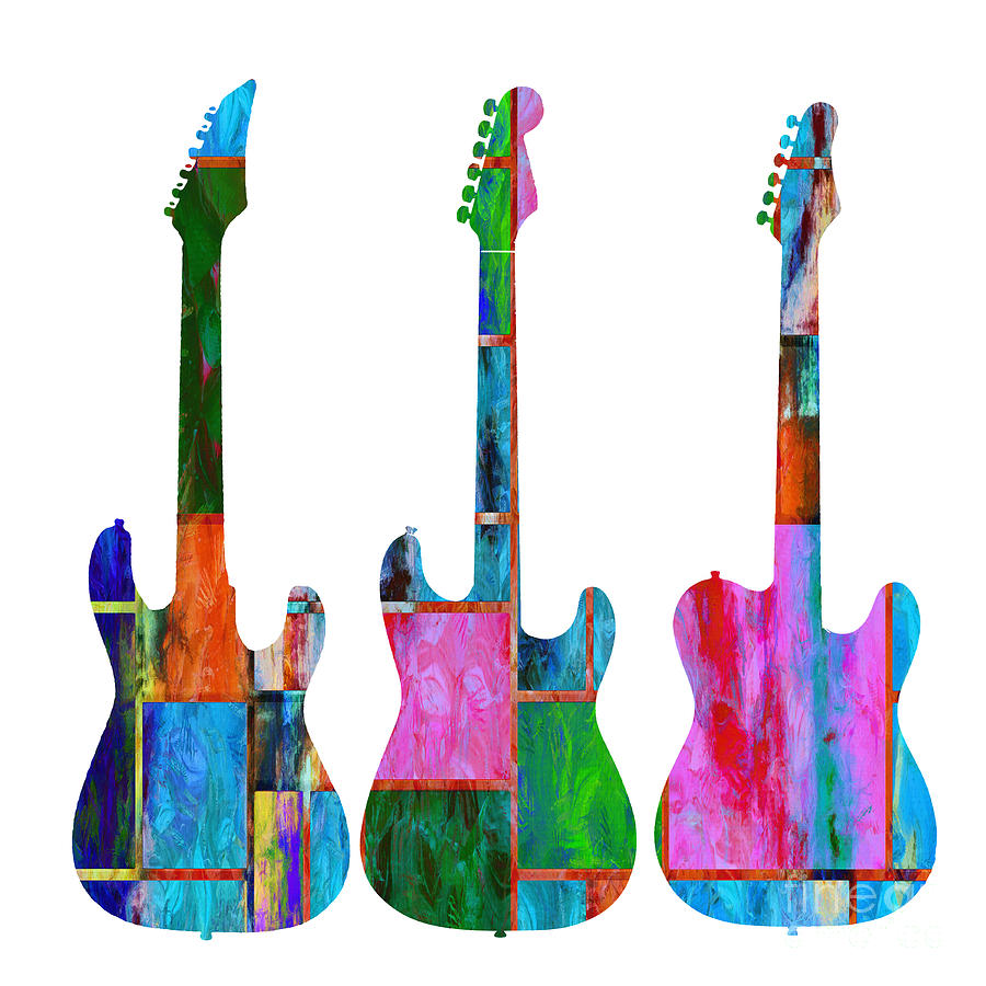 Guitar Painting - Three Guitars 4 by Edward Fielding