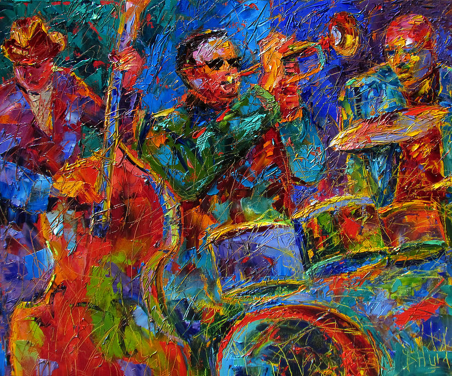 Colorful Painting - Three Guys Jazzin by Debra Hurd Colorful Painting - Three Guys Jazzin by Debra Hurd