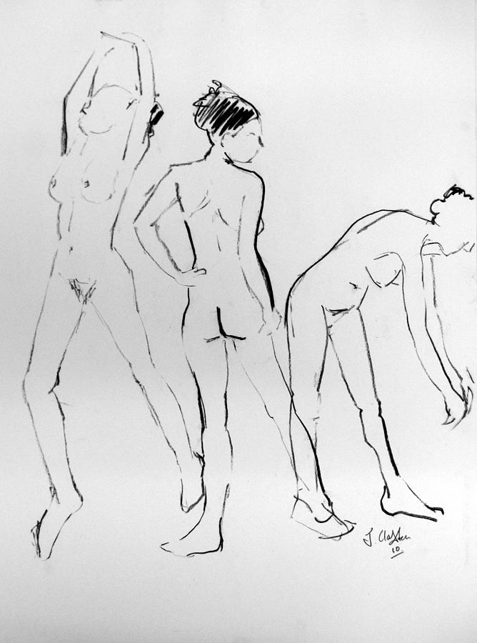 Nude Drawing - Three hail Marys by Joanne Claxton