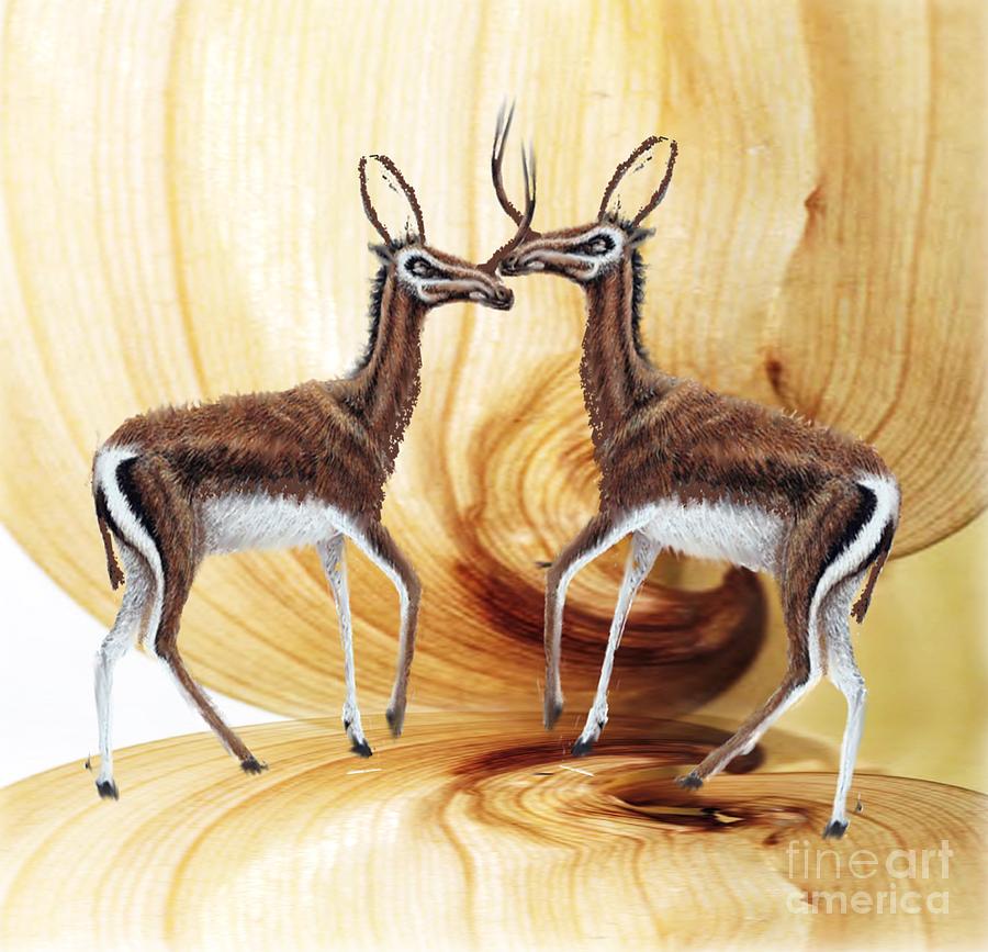 Three Horn Antelopes Painting