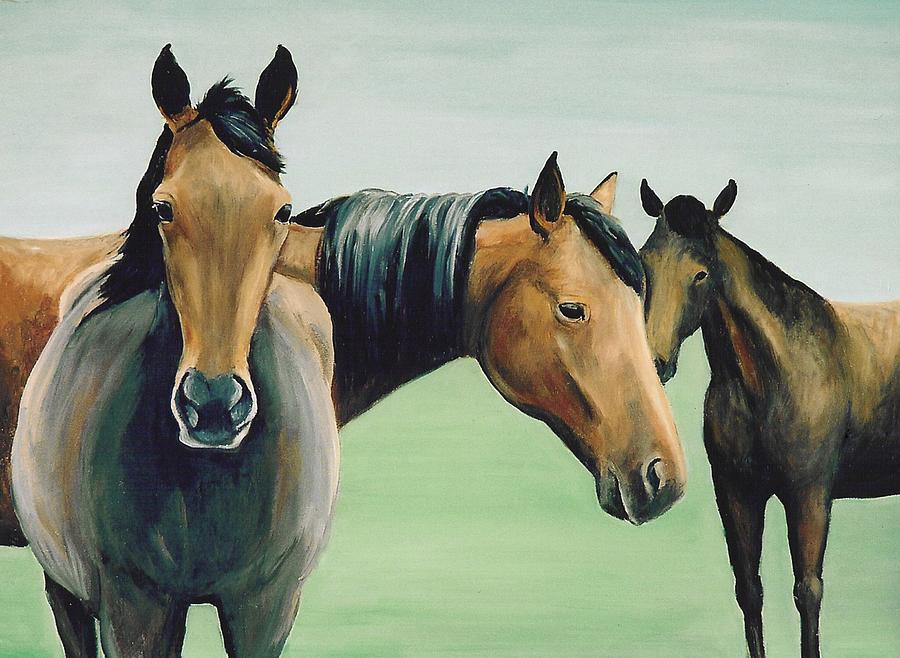 Three Horses Painting by Charlotte Yealey