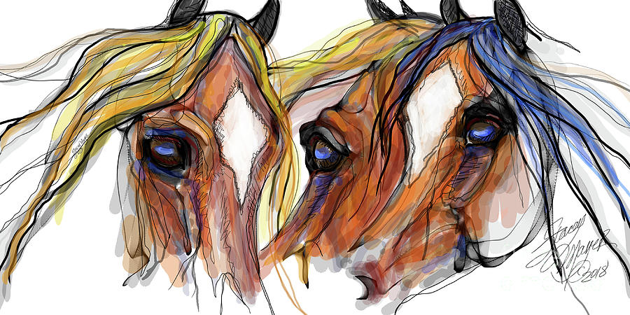 Three Horses Talking by Stacey Mayer Three Horses Talking by Stacey Mayer