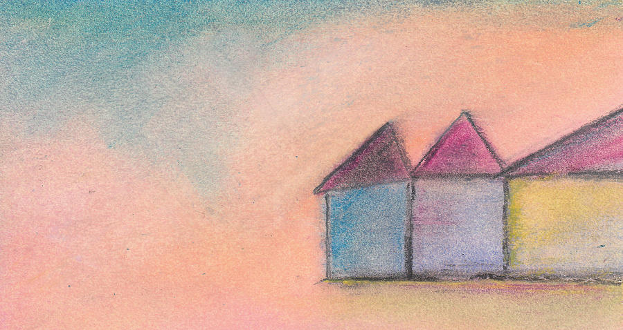 Three Houses Pastel by Valerie Reeves
