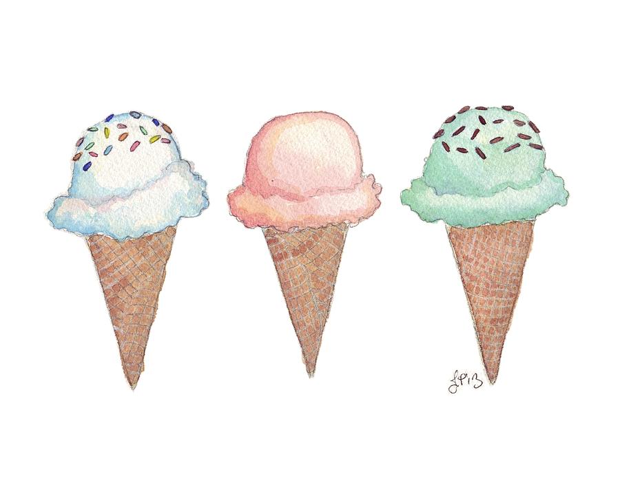 Ice Cream Painting - Three Ice Cream Cones by Johanna Pabst