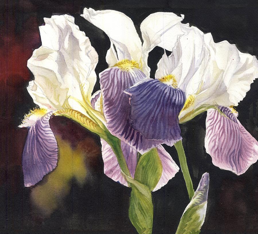 Three Irises Painting by Alfred Ng