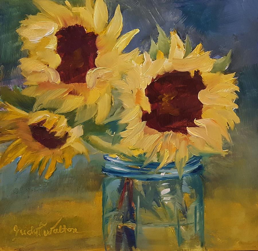 Flower Painting - Three is a Charm by Judy Fischer Walton