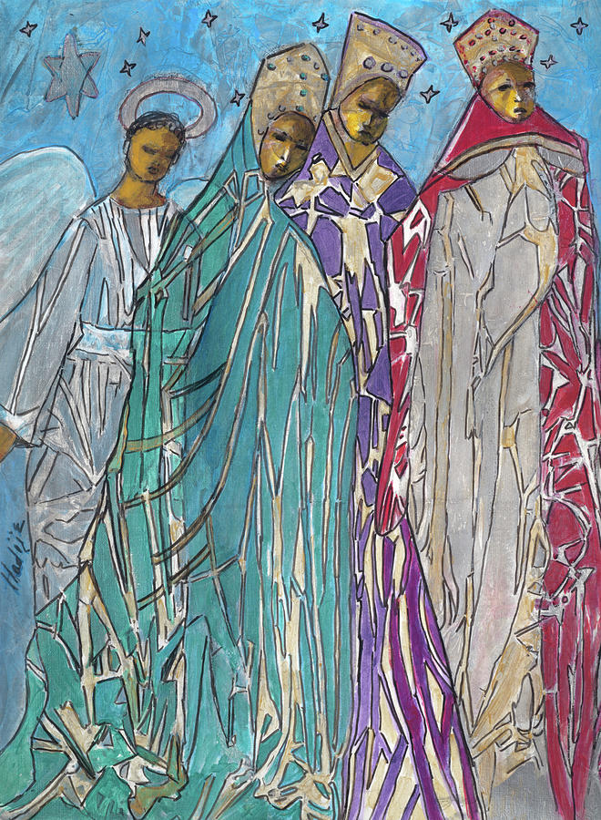 Three Kings and Angel Painting by Mary DuCharme