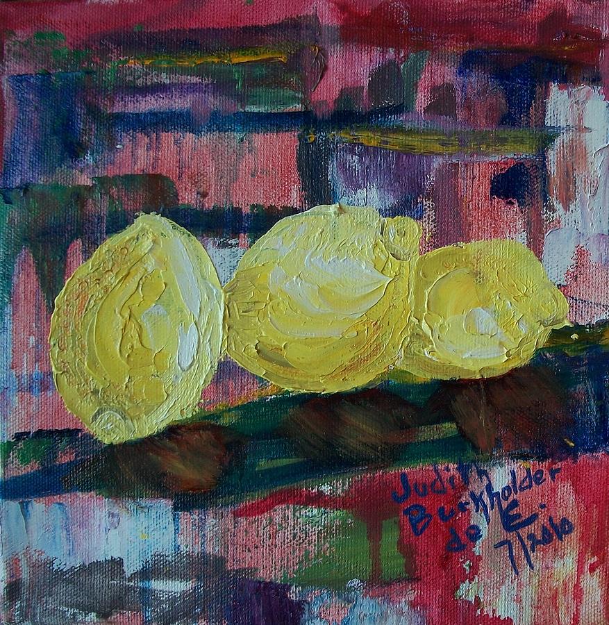 Three Lemons Painting by Judith Espinoza