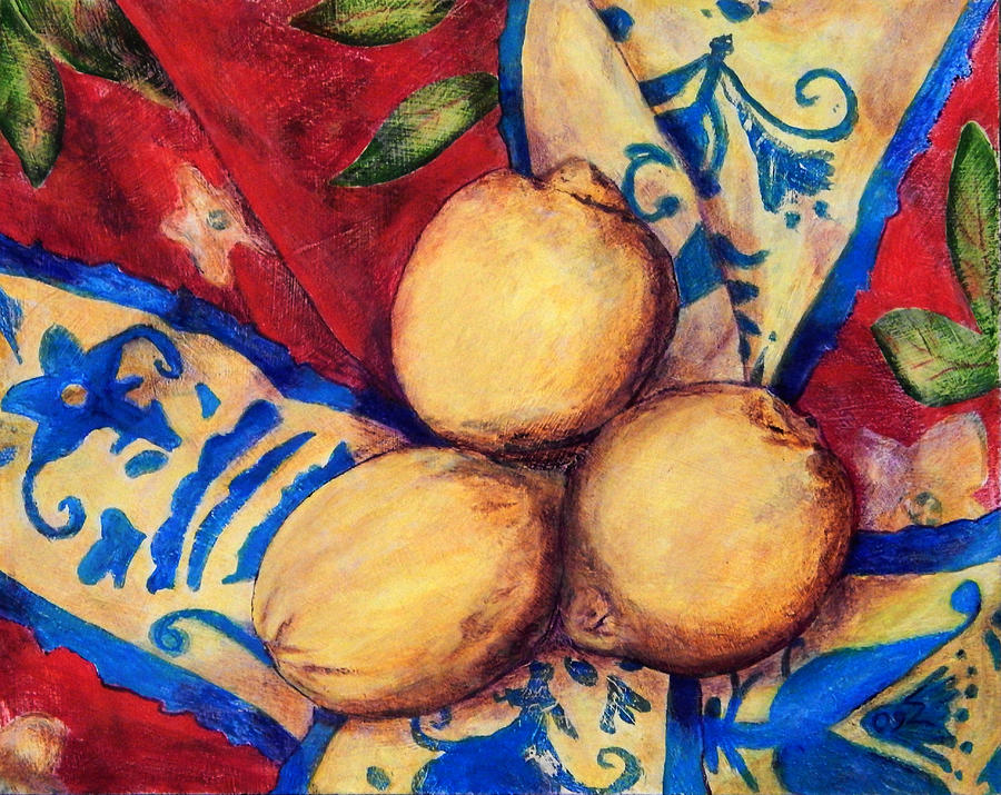 Three Lemons Painting by Richard Wandell