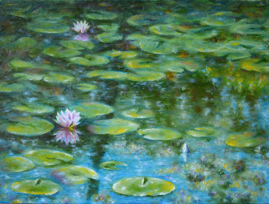 Claude Monet Painting - Three Lilies by Evgeni Bazelevski