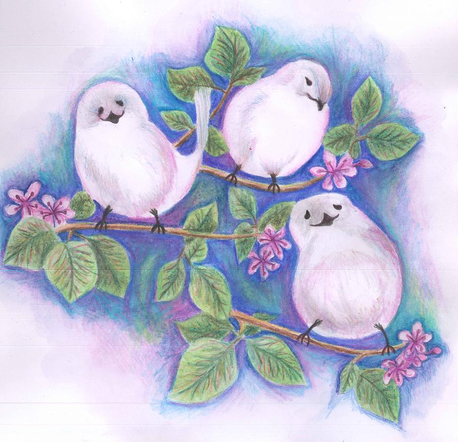 Bird Painting - Three Little Birds by Cherie Sexsmith