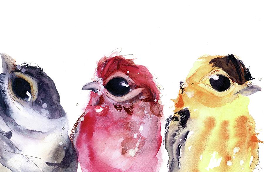 Three Little Birds Painting by Dawn Derman