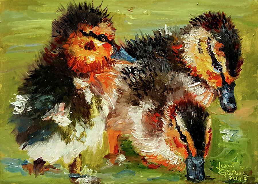 Three Little Ducks Painting by Janet Garcia