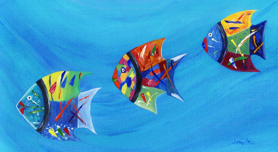Three Little Fishys Painting by Jamie Frier