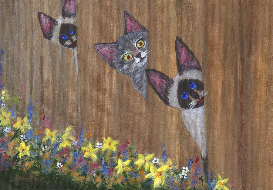 Flower Painting - Three Little Kitties by Jamie Frier