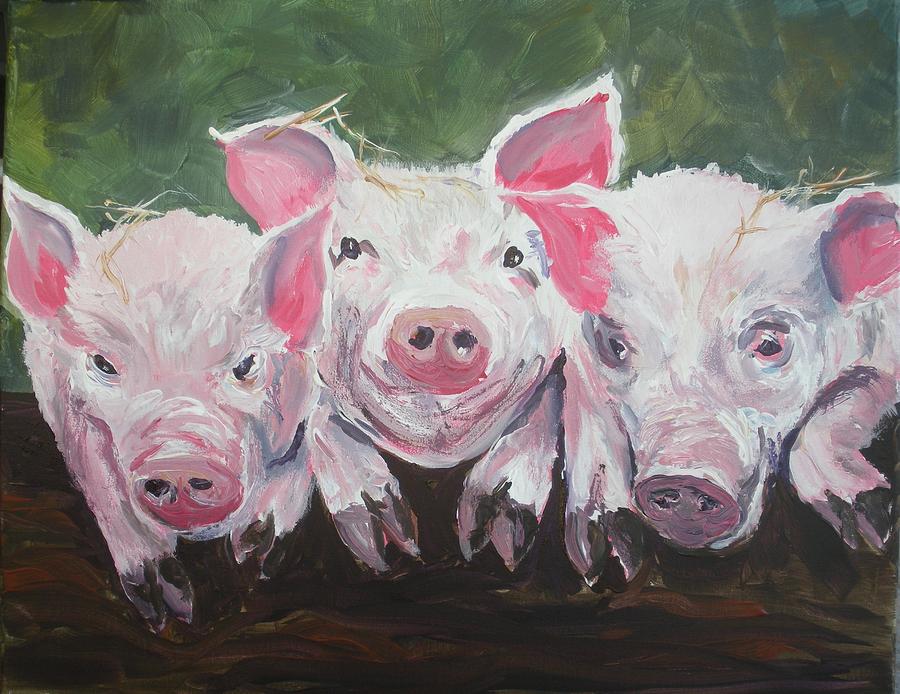 Three Little Pigs Painting by Lee Stockwell