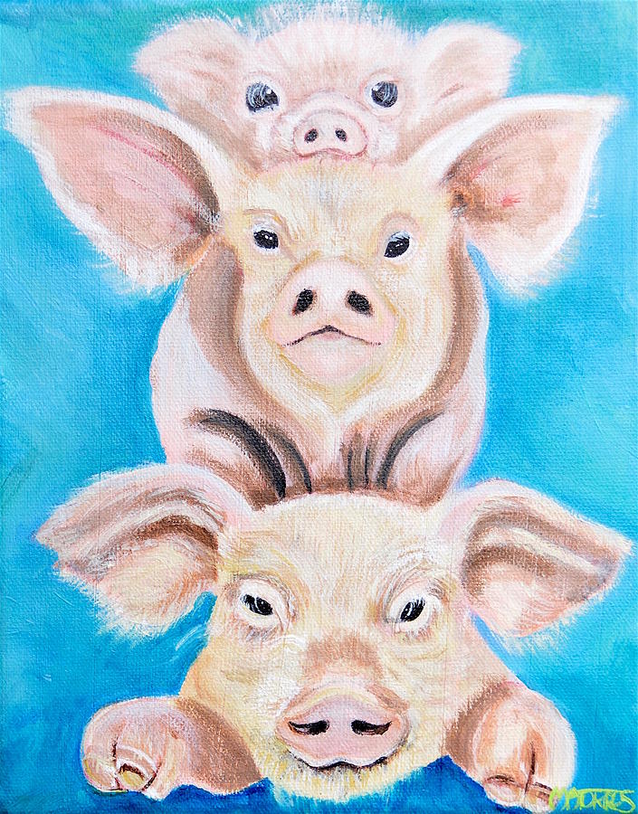 Three Little Pigs Painting by Melissa Torres