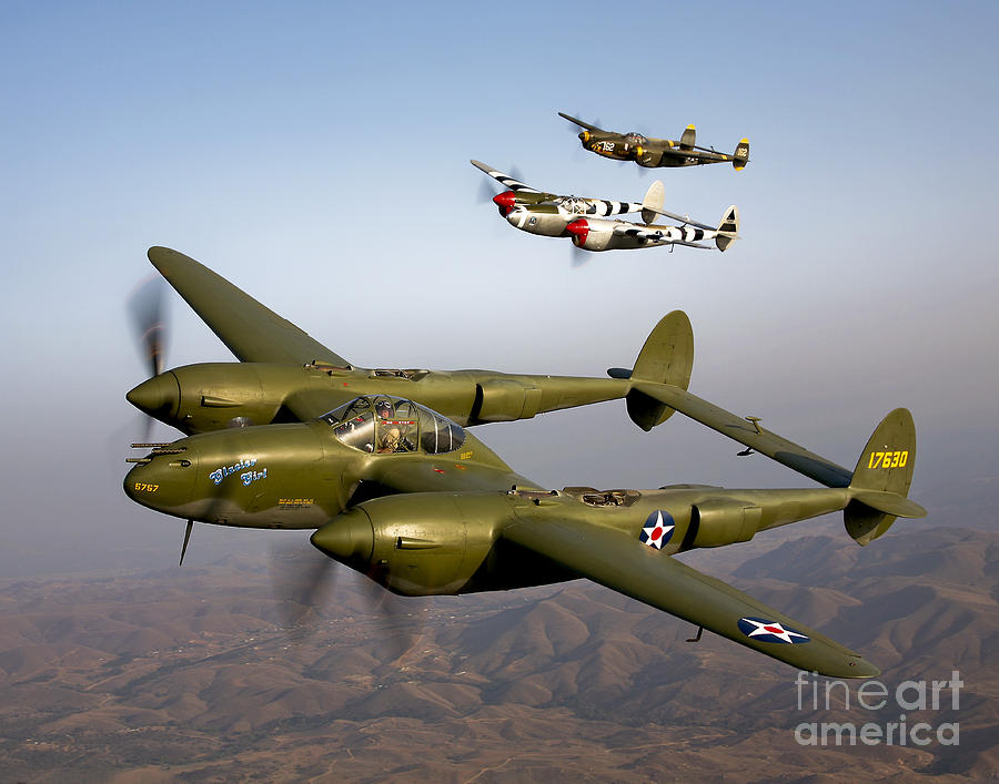 Transportation Photograph - Three Lockheed P-38 Lightnings by Scott Germain