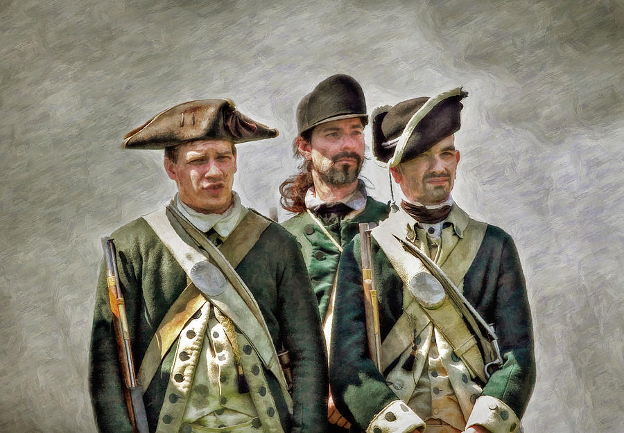 Uniform Digital Art - Three Loyalist Soldiers Portrait American Revolution by Randy Steele