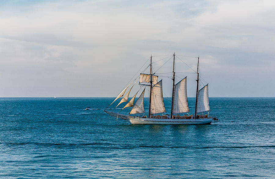 Three Masted Sailboat off Key West Photograph by Darryl Brooks
