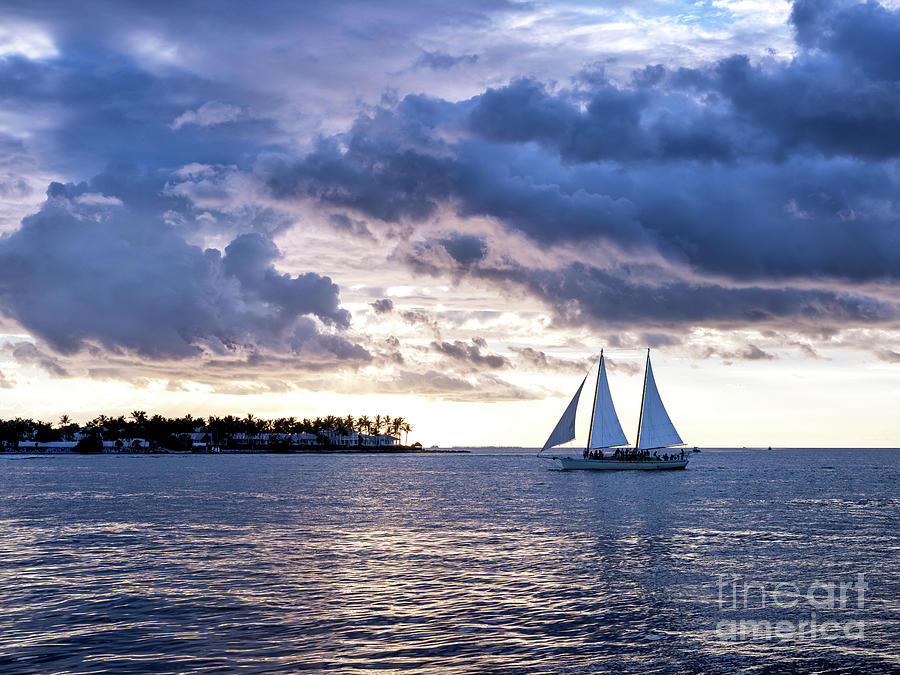 Three Masts at Sunset in Key West Photograph by John Rizzuto