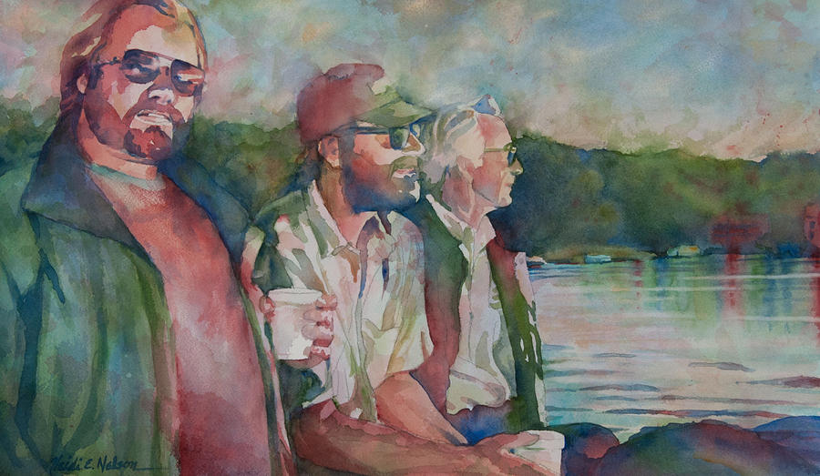 Three Men in a Boat Painting by Heidi E Nelson