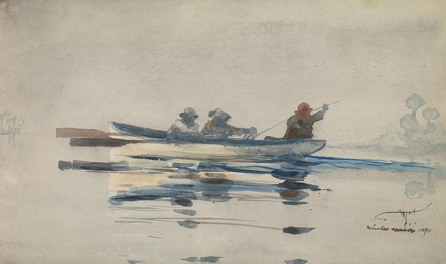 Three Men in a Boat Painting by Winslow Homer