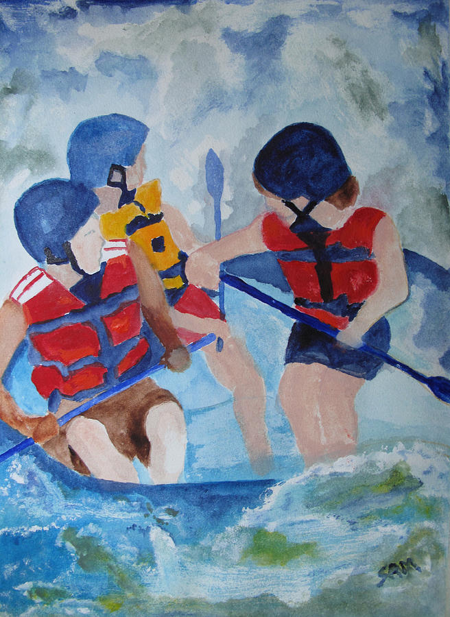 Sports Painting - Three Men in a Tube by Sandy McIntire