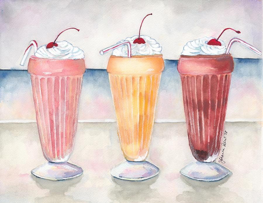 Ice Cream Painting - Three Milkshakes by Johanna Pabst