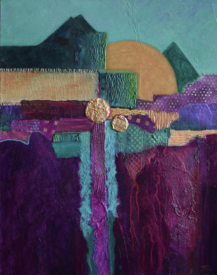Abstract Painting - Three Moons by Nancy Jolley