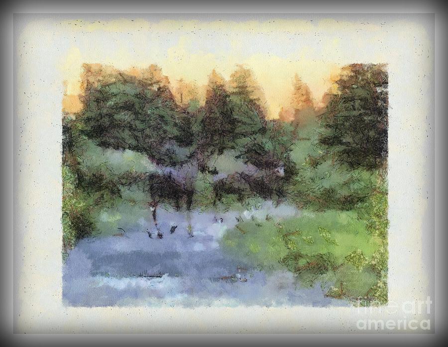 Three Moose Sketch Photograph by Barbara A Griffin