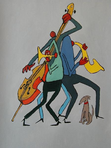 Three Musicians Painting by Angelo Thomas