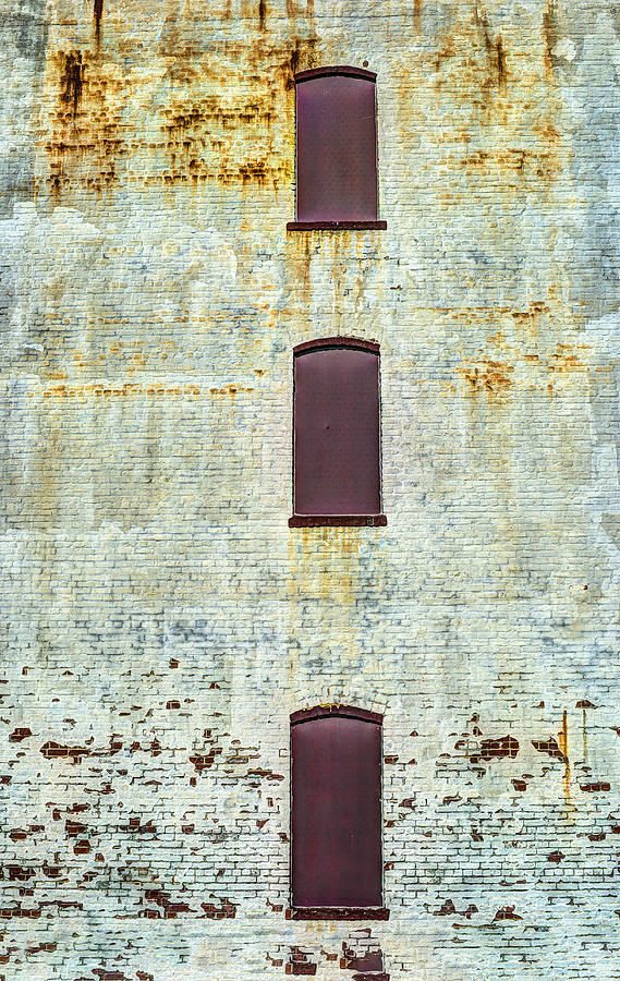 Three Non Windows On Textured Wall Photograph by Gary Slawsky