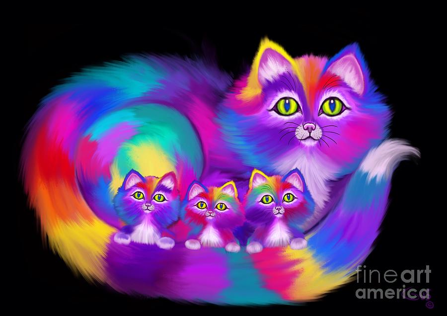 Three of a Kind Kitties  Painting by Nick Gustafson